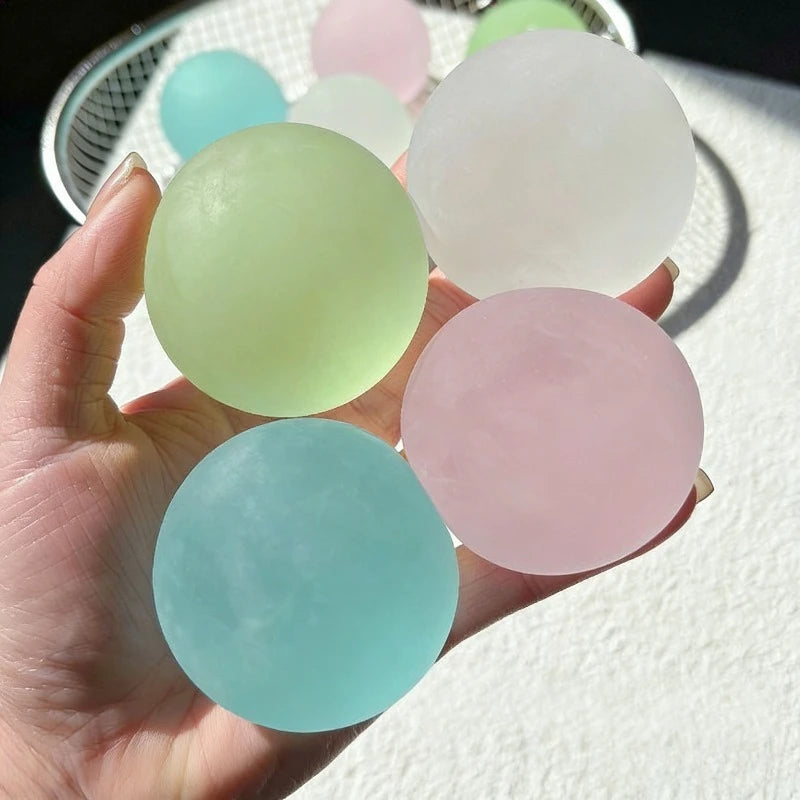 Squishy Blue Maltose Fidget Toy Soft Pink Mochi Sensory Squeeze Toy Coconut Oil Ball Slow-rebound De