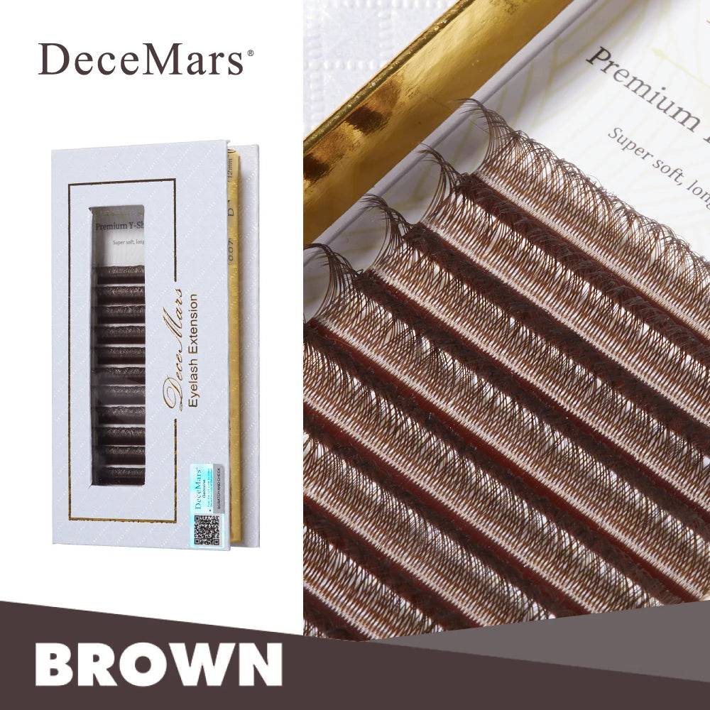 DeceMars YY Shape Black Brown Eyelashes Extensions | Two Tip Lashes C/D Curl alternate view