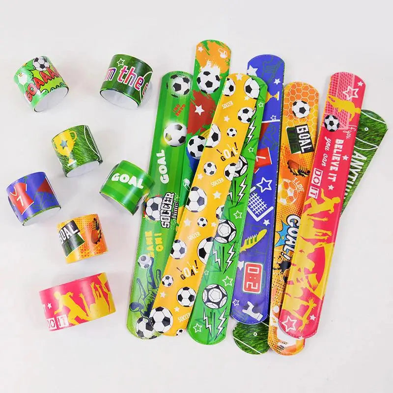 12/24pcs Soccer Slap Bracelets Wristband Kids Birthday Party Favors Pinata Filler Gif alternate view