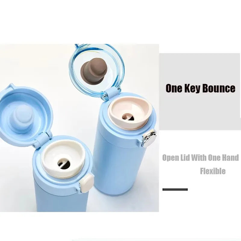 Stainless Steel Vacuum Water Bottle with Bounce Cap Leak Proof Thermos for Students Outd detail view