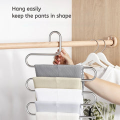 5-Layer Stainless Steel Pant Rack | Multifunctional Non-Slip Clothes Hanger detail view