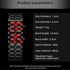 Fashion Mens Digital Lava Wrist Watch Men Black Full Metal Red Blue LED Display Watch alternate view