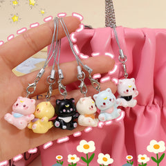 3D Cartoon Resin Cat Keychain Phone Chain Student Bag Charm Pendant Anti Lost Phone L alternate view