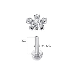 1/5Pcs 316L Stainless Steel Delicate Flower Tragus Cartilage Stud Earring,Internally Thr detail view