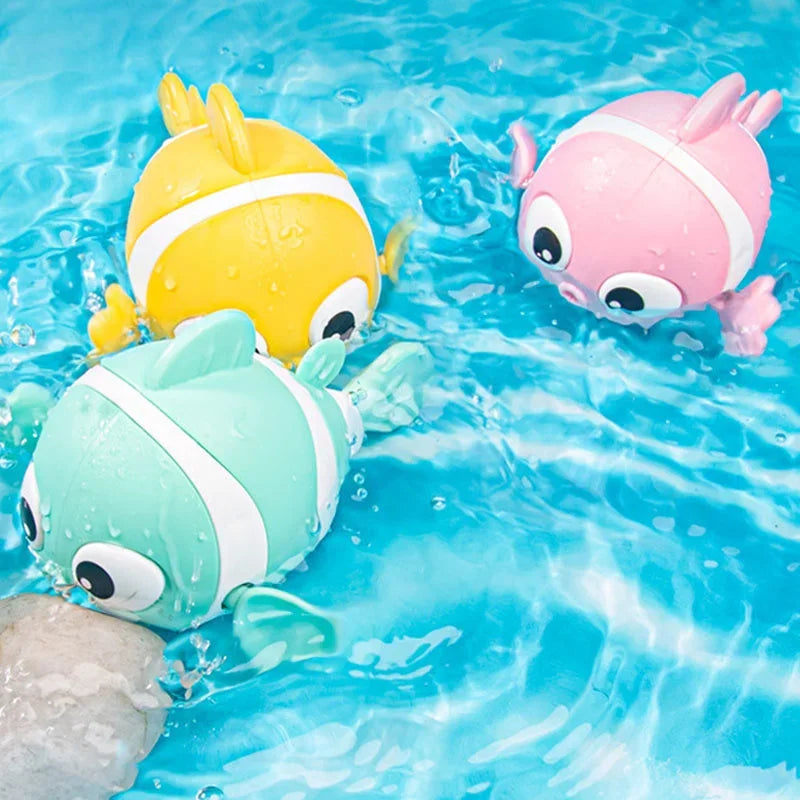 Hot sellingBaby Bath Toys Cute Swimming Fish Cartoon Animal Floating Wind Up Toys Water Game Classic