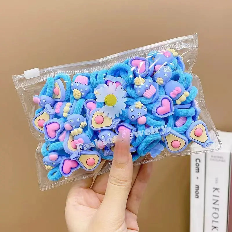 10/20Pcs/Set Cute Cartoon Rubber Elastic Hair Bands Girls Not Hurt Hair Small Scrunch alternate view