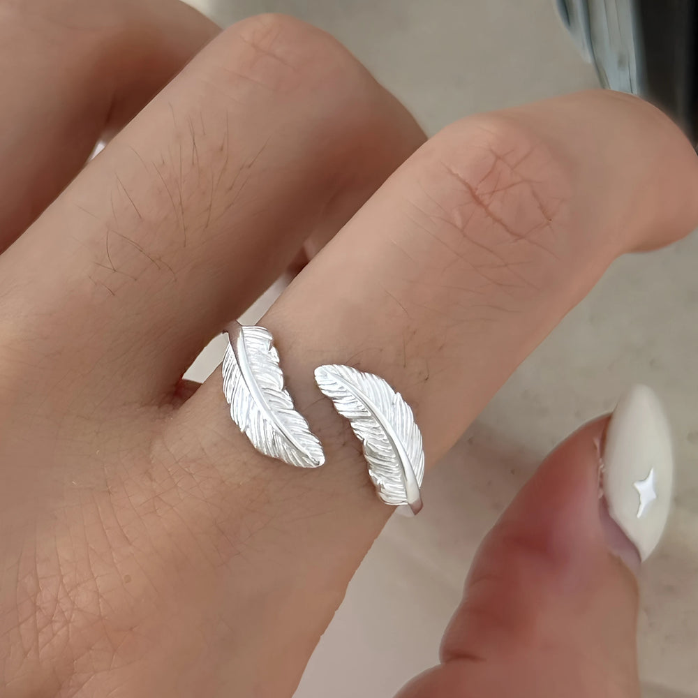 PANJBJ 925 Sterling Silver Frosting Geometry Ring for Women Wide Texture Versatile Ha alternate view