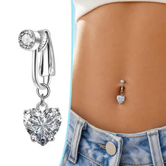 Fake Navel Ring Clip On Belly Button Jewelry Heart Shaped Non Piercing Body Accessory For Beach Musi