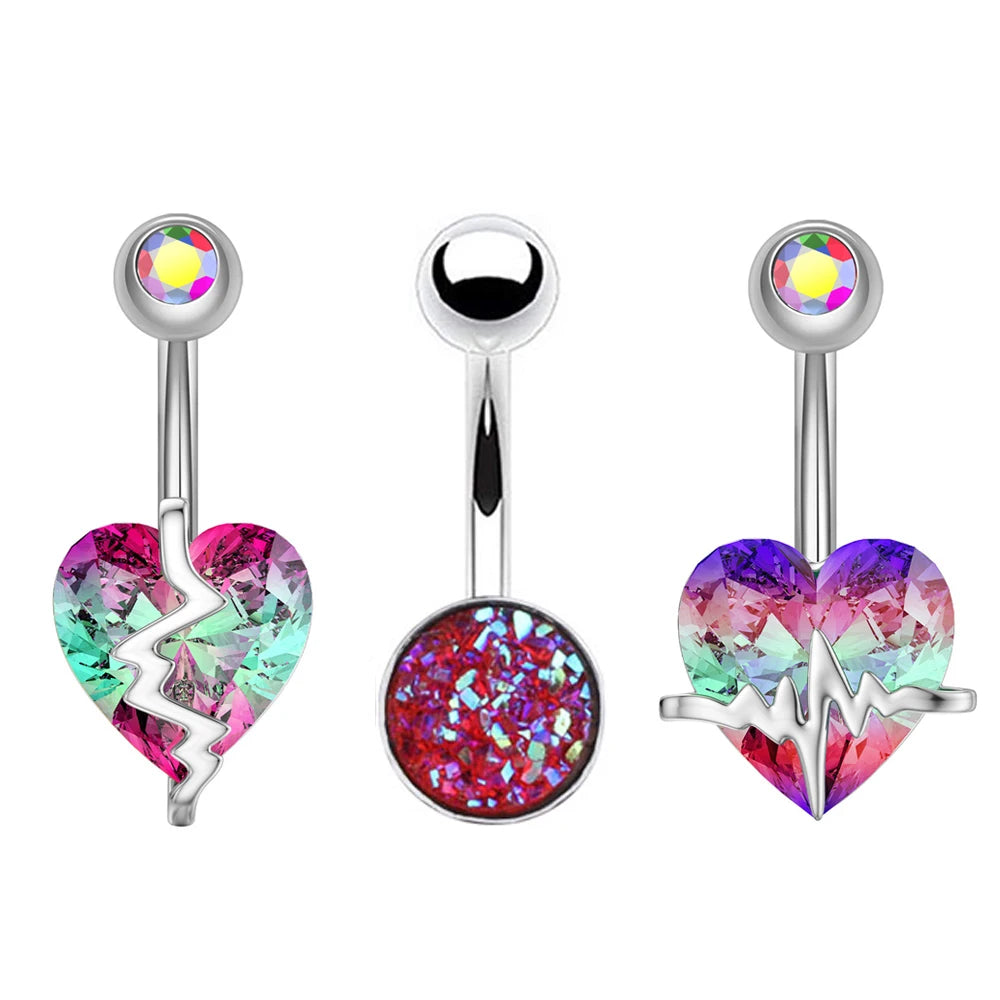 Belly Button Piercings Set Dangled Curved Navel Piercing Ombligo Pack Belly Rings Jew alternate view