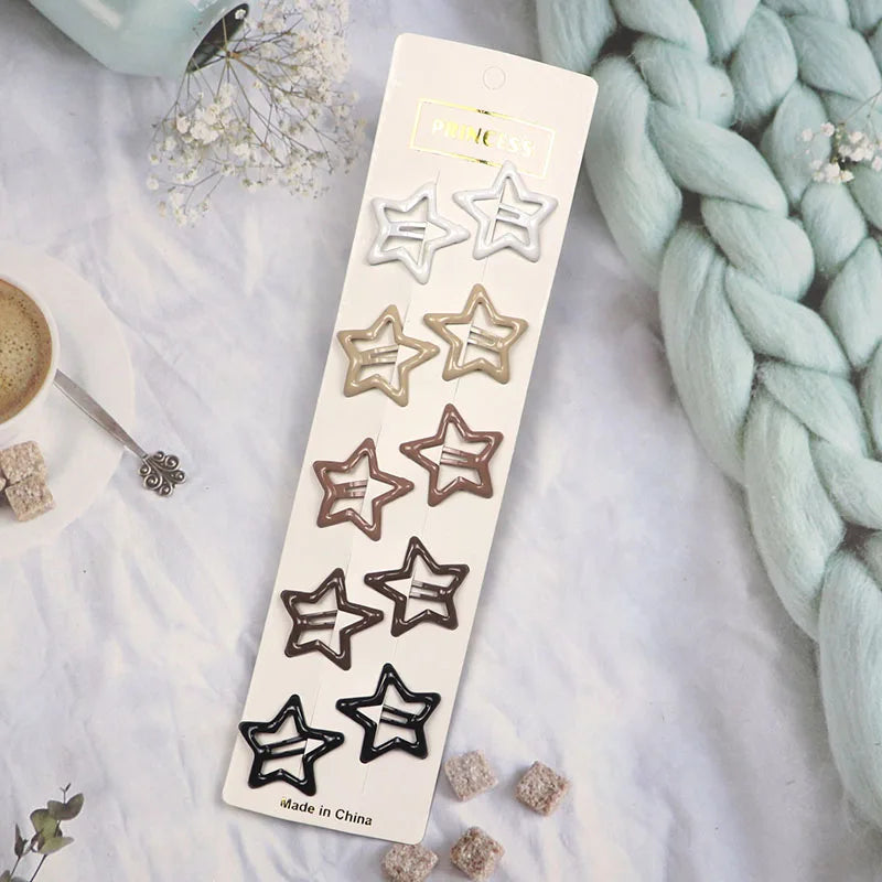 10Pcs Black Coffee Color Barrettes Women Snap Hair Clips Girls Hair Accessories Geo additional angle