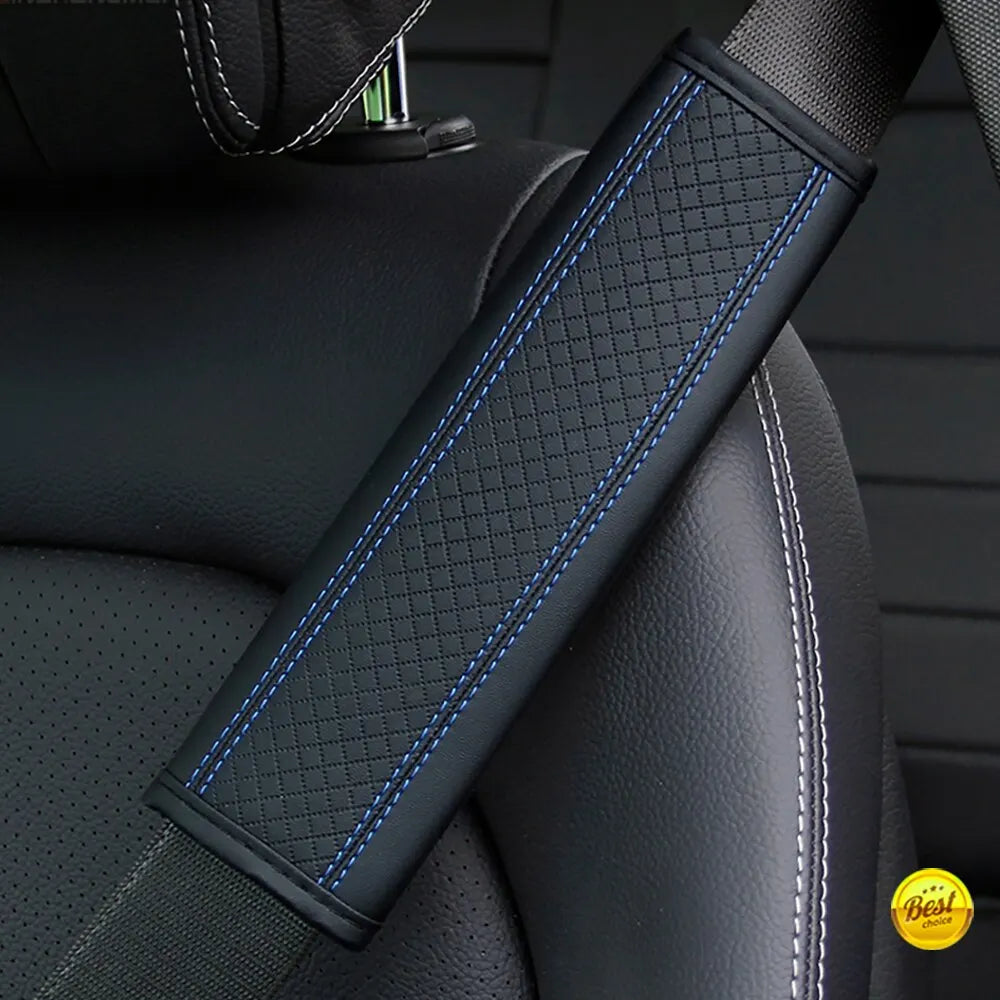 1PCS PU Leather Embossed Car Seat Belt Shoulder Cover Decompression Comfort Car Acces alternate view