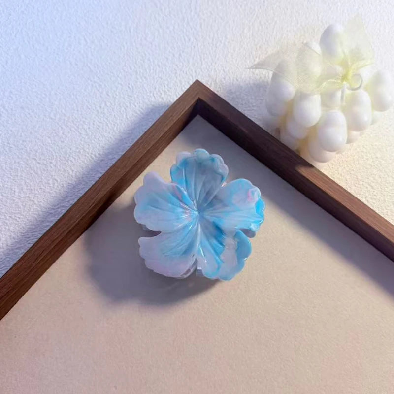 1/6pcs Rendering Colorful Flower Hair Clip for Woman Elegant Korean Style Shark Clip Fashion Girl's Ponytail Clip Hair Clamp