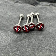 Tongue Nail Jewelry Anti Allergy Short Rod Tongue Ring Tongue Nail Spice Girl Human Bo close-up view
