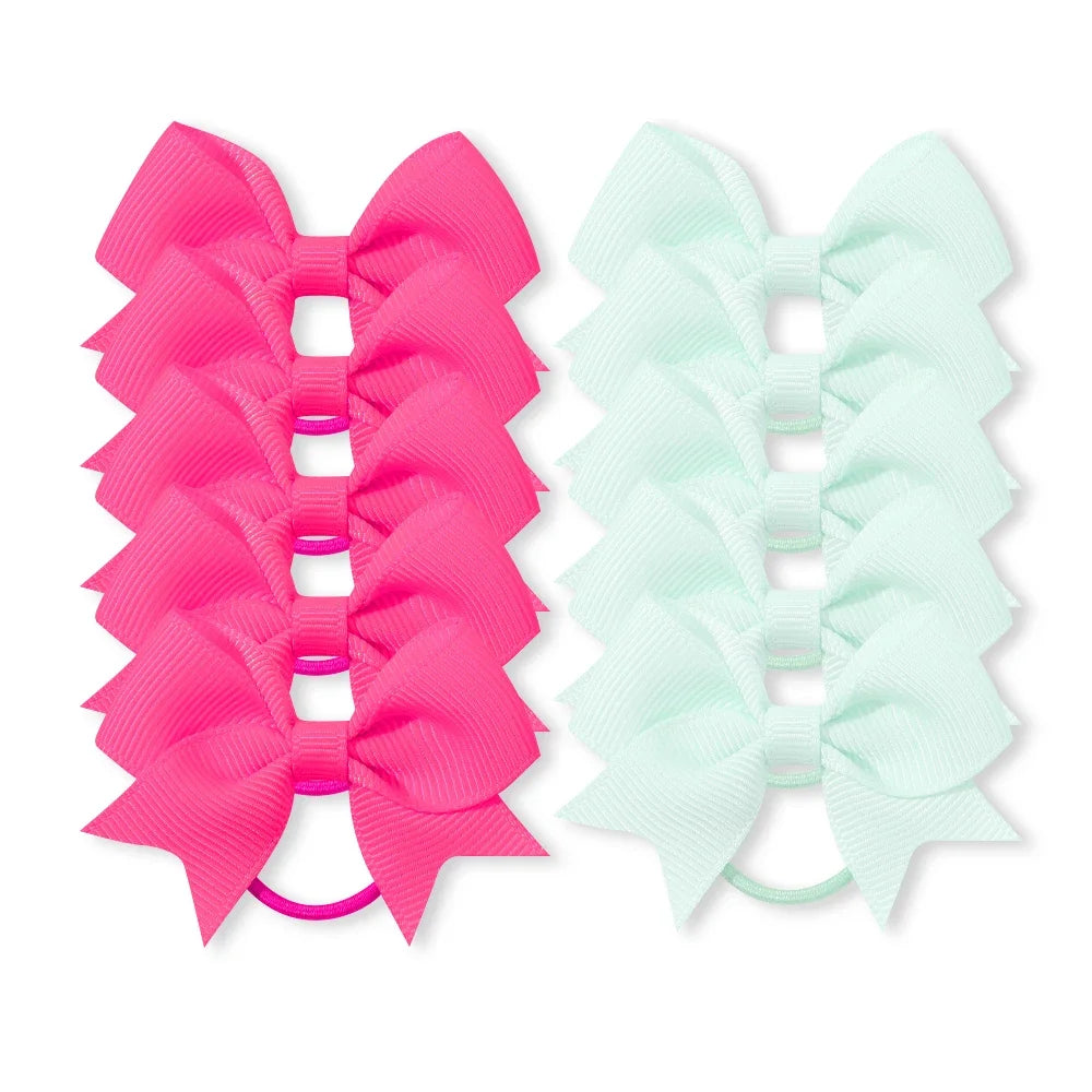 10Pcs/lot Grosgrain Ribbon Pigtail Hair Bows Elastic Hair Ties Hair Bands Holders Gir lifestyle view