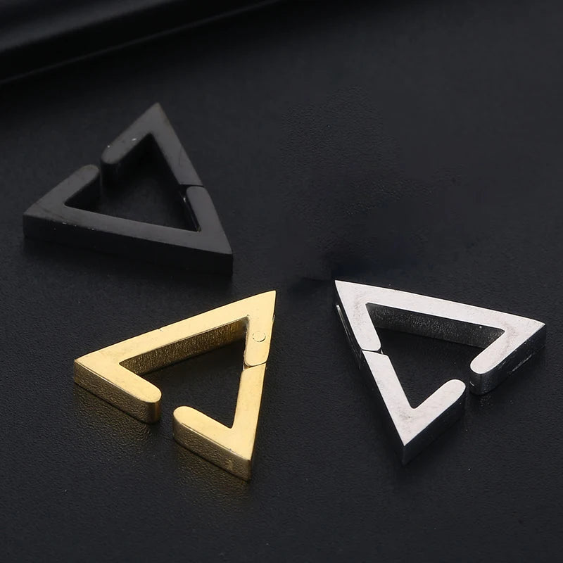 Stainless Steel Non-Piercing Triangle Earrings | Punk Hip Hop Ear Clip Set alternate view