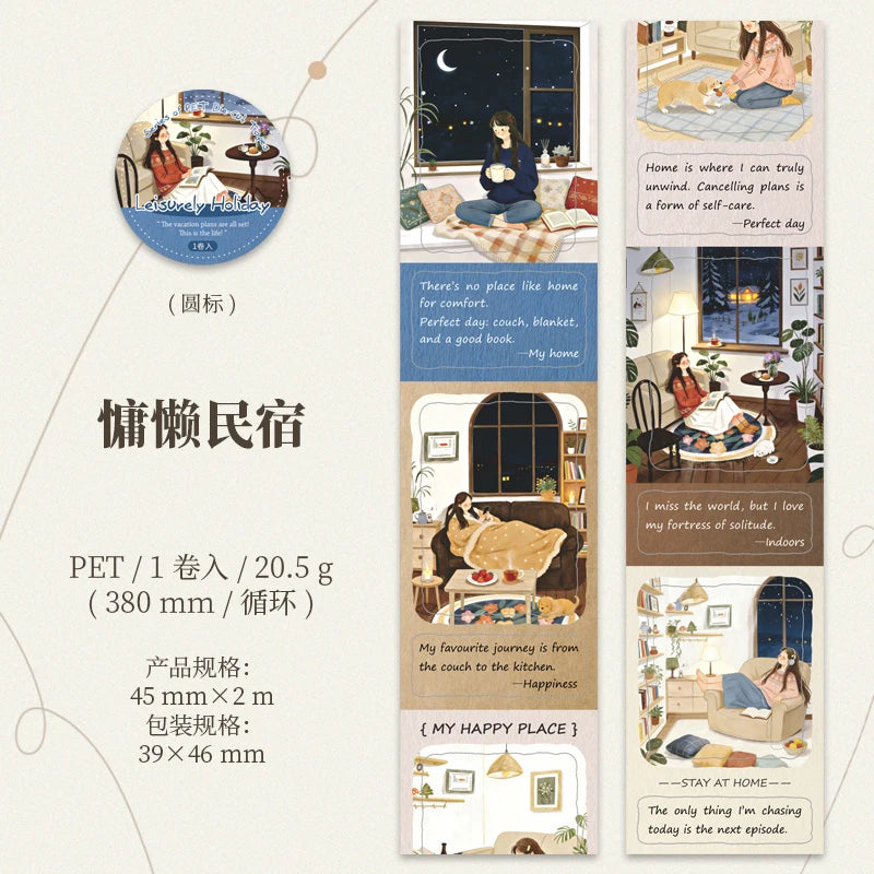 Leisure Holiday Vacation PET Die-Cut Tape Sticker Roll | 4.5x200cm for Journal Scrapb lifestyle view