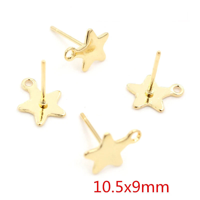 20pcs 316 Stainless Steel Gold Color Geometric Earring Stud Earring Posts Connector fo close-up view