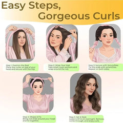 Velvet Heatless Hair Curlers Headband Kit No Heat Curls Tool + Satin Sleep Cap + Hair close-up view