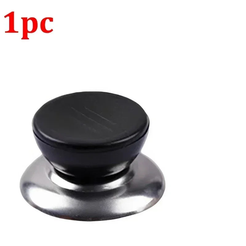 4 Pieces Universal Pot Lid Handle Knob Covers | Black and Silver Cookware Handles close-up view