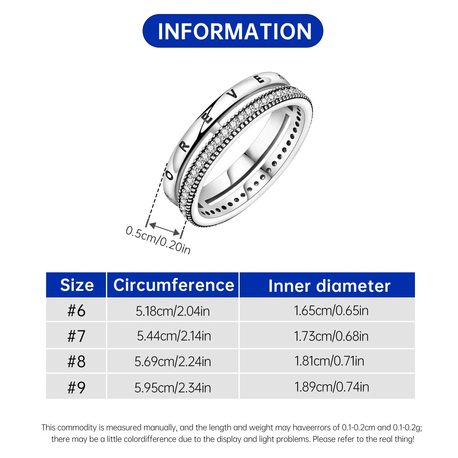 PANPOKI S925 Sterling Silver FOREVER Eternal Ring Closed Ring For Women Original Fi additional angle