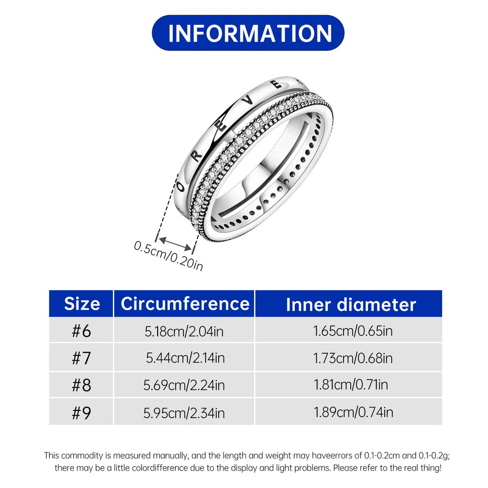 PANPOKI S925 Sterling Silver FOREVER Eternal Ring Closed Ring For Women Original Fi additional angle
