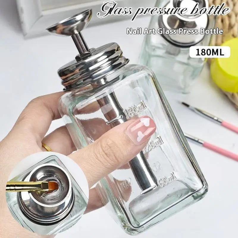 Nail Storage Refillable Glass Bottles Empty Liquid Press Pump Dispenser Nail Art Poli lifestyle view