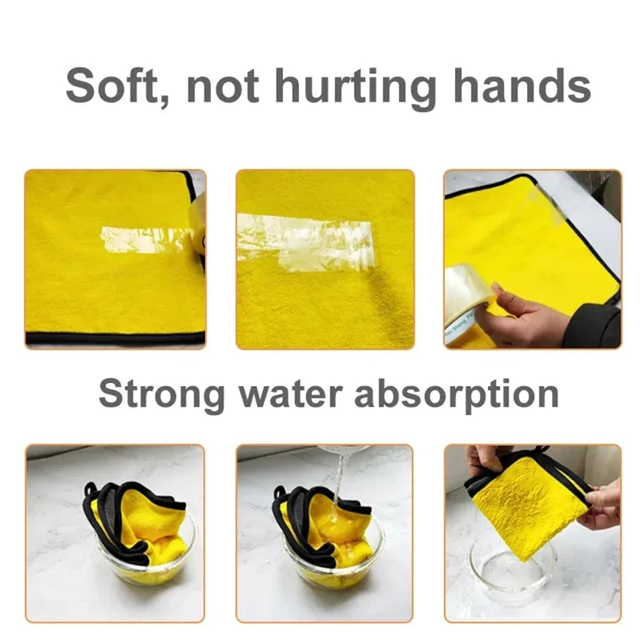 1/2/6/10pcs Microfiber Cleaning Towel Thicken Soft Drying Cloth Car Body Washing Towels detail view