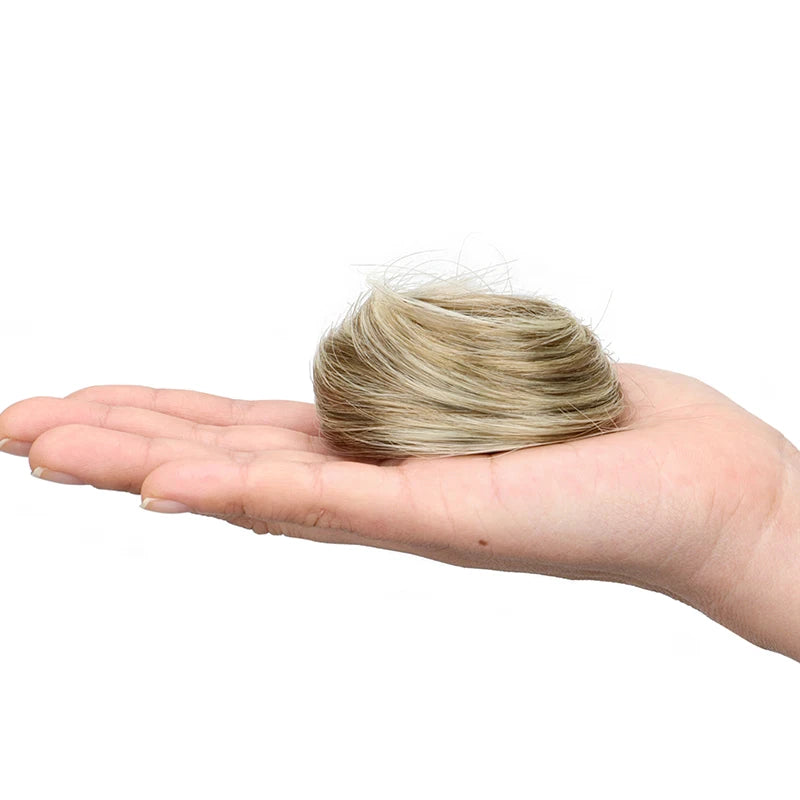 Elegant Synthetic Hair Bun for Women Soft Comfortable Chignon Style Elastic Rubber Band detail view