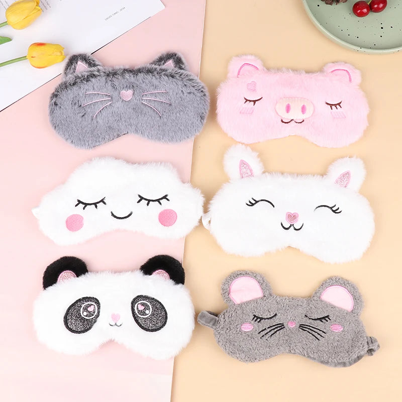 Plush Cute Grey Cat Sleep Mask | Light Blocking Eye Shade for Travel and Home alternate view