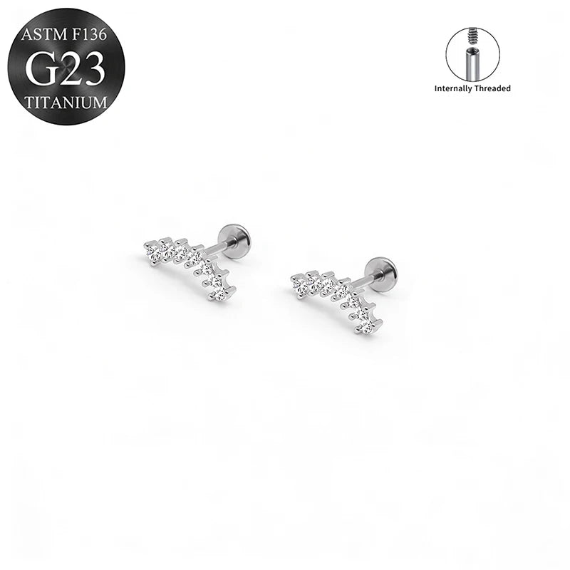 EVISPOL ASTM F136 G23 Titanium Tiny CZ Labret Lip Stud Earring for Women 16G Heart Ca alternate view