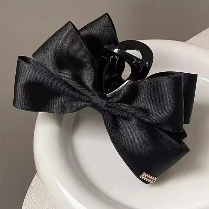 French Elegant Hair Clip Black Bow Claw Clip Women Girl Back Of Head Tie Hairpin Fashion Hair Accessories