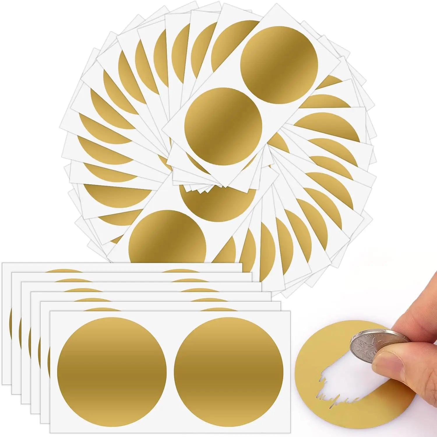 50pcs/ Pack 2" Inch, 50mm Gold Silver Scratch Off Stickers Labels for Lottery Tickets DIY Raffle Car