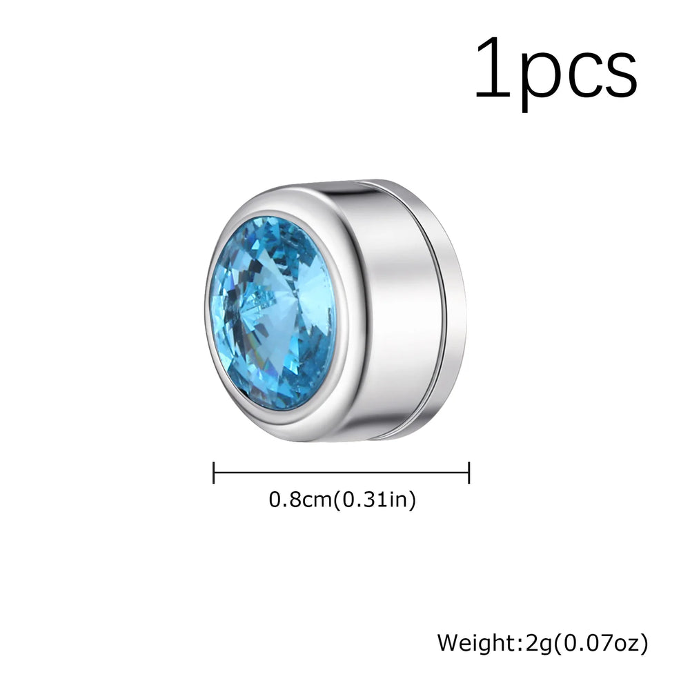 Magnetic Zircon Stud Earrings for Men,8mm Hypoallergenic Stainless Steel Non-Pierced alternate view