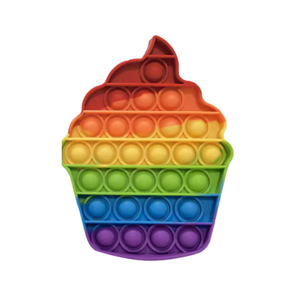 Rainbow Square Round Fidget Toys Push Bubble Sensory Toys Big Size 20cm Autism Needs Squishy Stress Relief Toys Children Gifts