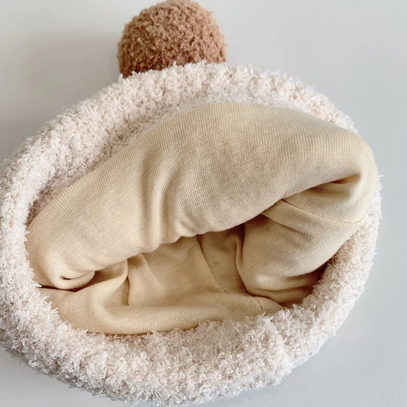 Little Bear Baby Knit Hat | Windproof Winter Cap with Ear Protection for Boys and Girls detail view
