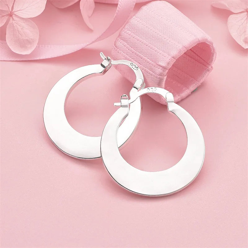 925 Sterling Silver Hoop Earrings For Women Wedding Party Christmas Gift detail view