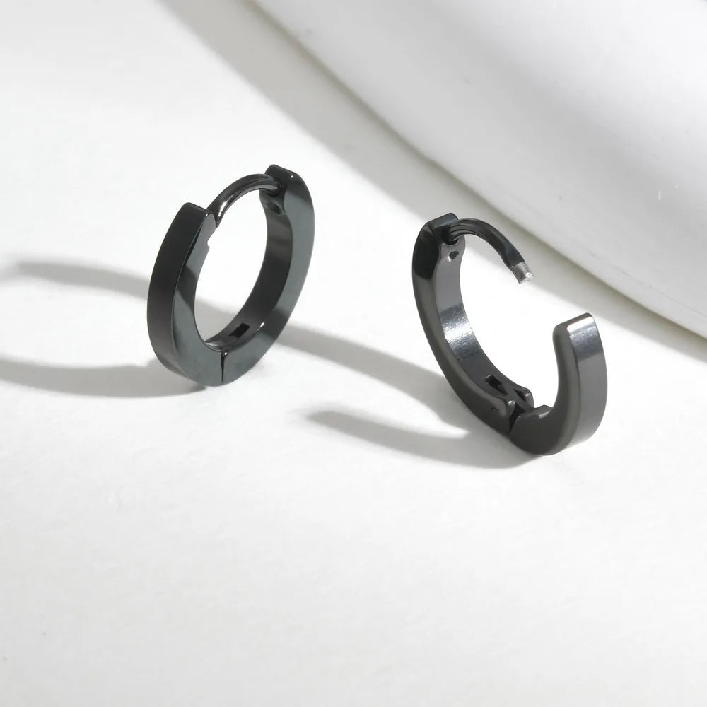 Vnox Small Hoop Huggie Earrings | Glossy Stainless Steel Minimalist Earrings for Wome lifestyle view