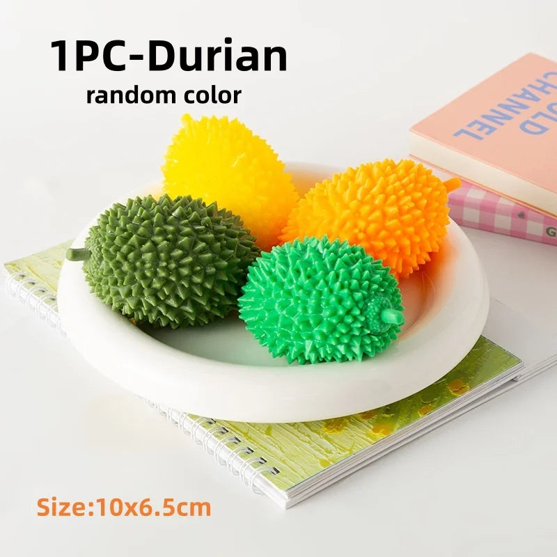 Dragon Fruit/Peach/Orange/Durian/Mango/Banana /Strawberry Squishy, Soft Squeeze Stres lifestyle view