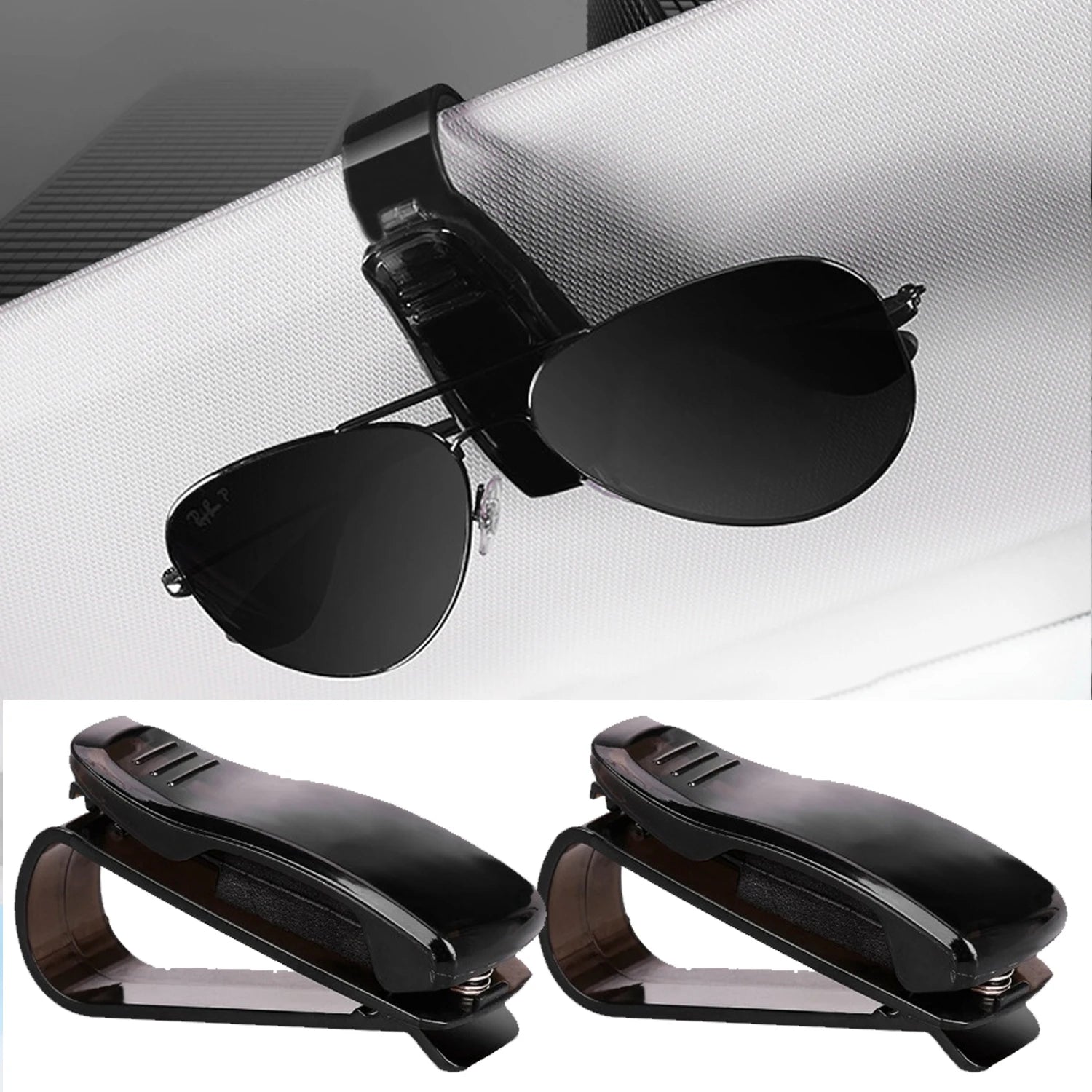Sunglasses Holder Is Suitable for Car Sun shades Magnetic Leather Sunglasses Clip and lifestyle view