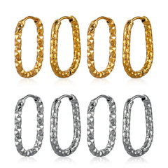 6pcs Stainless Steel Rectangular Textured Earrings | 18K Gold Plated DIY Jewelry Find alternate view