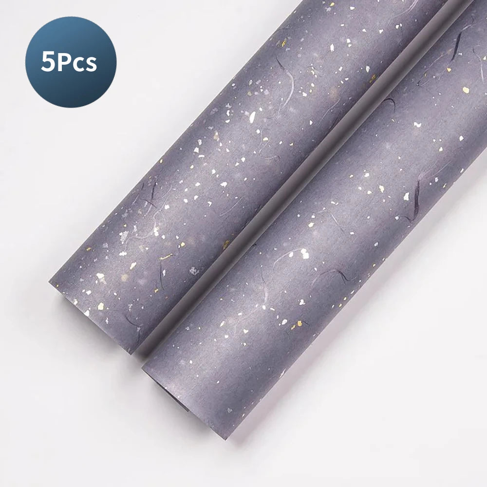 Floral Wrapping Paper Set | 5 Sheets with Gold and Silver Sparkles additional angle