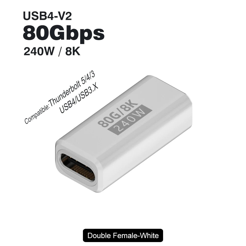 USB4 V2 90 Degree Type C Angle Adapter 80Gbps Thunderbolt 5 4 3 Elbow Adapter 240W USB-C detail view