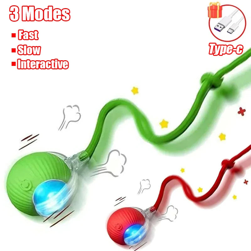 New Cat Interactive Ball Toy Automatic Rolling Ball Faux Tail Rechargeable Smart Pet alternate view