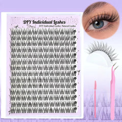 168 Lashes, C-Curl/D-Curl Mixed-Length Natural Volume, DIY Self-Application Eyelash Extensions  Individual Lash Applications