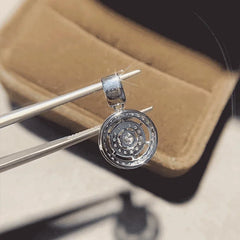 Huitan Circle Design Lady Pendant Necklace Silver Color Inlaid Shining CZ Elegant Wedd close-up view