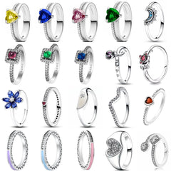 Hot Selling 925 Silver Blue, Green, Heart-Shaped Square Ring Suitable For Women's Exquisite Jewelry