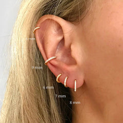 2PCS Stainless Steel Minimal Crystal Zirconia Hoop Earrings Gold Silver Color Small Hugg detail view