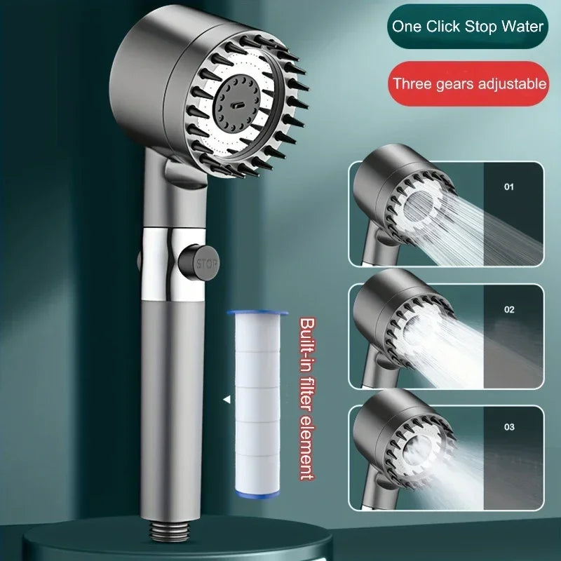 4 Modes Shower Head High Pressure Showerhead One-Key Stop Water Massage Shower Head Wi close-up view