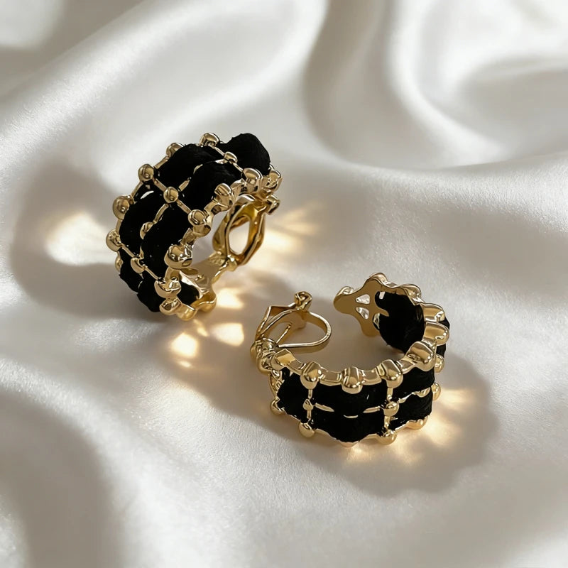 2026 Gold Wide Hoop Clip-On Earrings for Non-Pierced Ears