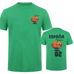 Naranjito T Shirt Men's Women's T-Shirt Crewneck Espana 82 Spain Mascot 1982 Soccer Fo close-up view